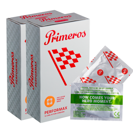AKCE 1+1 ZDARMA Primeros Performax Vegan Kondomy Pro Dlouhotrvající Vzrušení 2x12