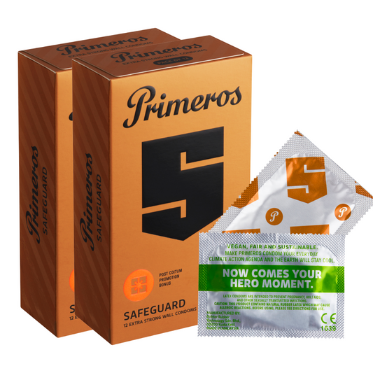 AKCE 1+1 ZDARMA Primeros Safeguard Vegan Extra Silné Kondomy 2x12