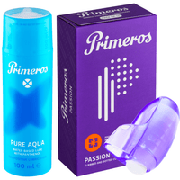 Primeros lubrikant Pure Aqua, kondomy Passion a vibrační náprstek jako dárek zdarma