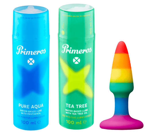 Primeros lubrikant Pure Aqua, lubrikant Tea Tree a Butt Plug jako dárek zdarma