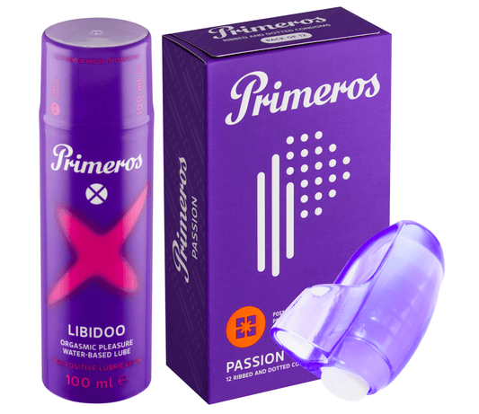 Primeros lubrikant Libidoo, kondómy Passion a vibračný náprstok ako darček zadarmo